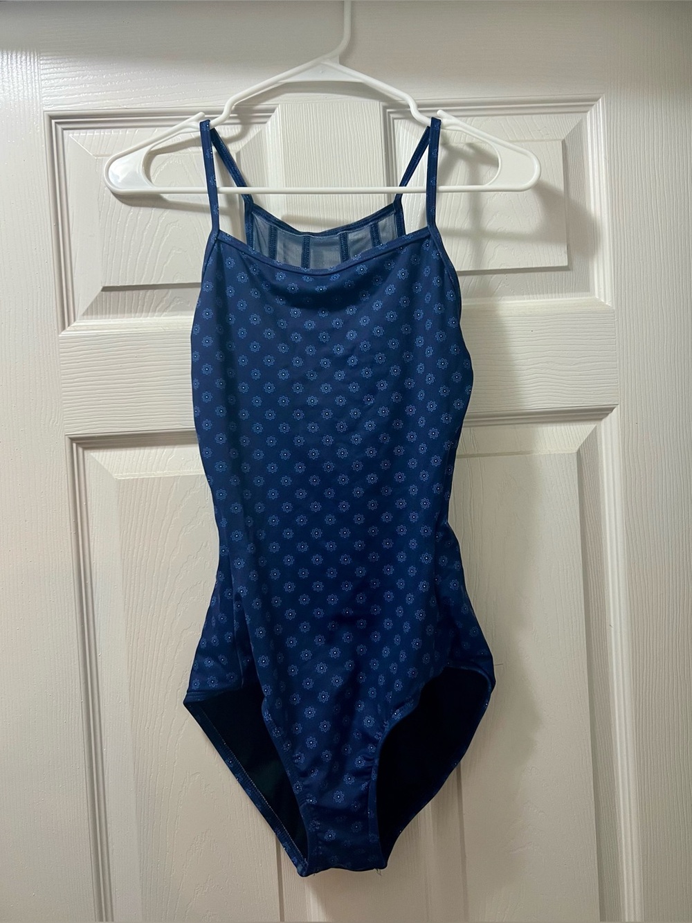 Navy Blue Patterned One-Piece Leotard